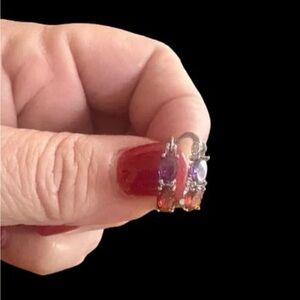 Pretty Bird Jewelry 18K White Gold Plated Gemstone Earrings